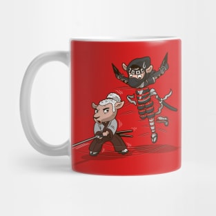 Ninja Versus Samurai Funny Cute Original Japanese Warrior Cartoon Mug